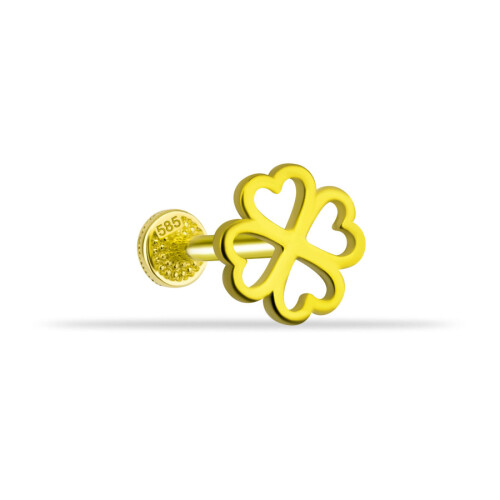 Kalp Yonca Altın Tragus Piercing - CNG Jewels