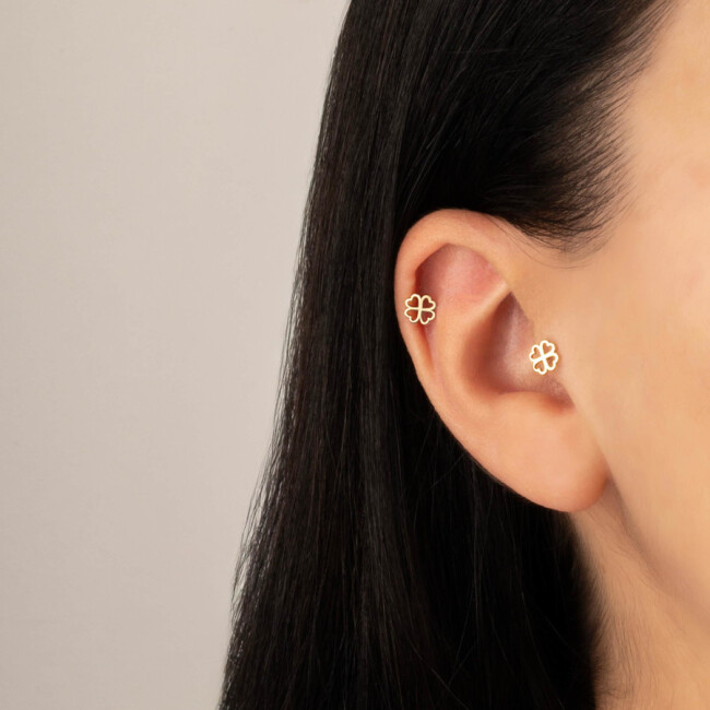 Kalp Yonca Altın Tragus Piercing - 2