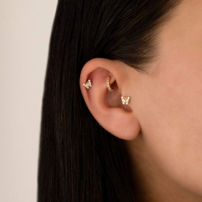 Kelebek Altın Tragus Piercing - 2