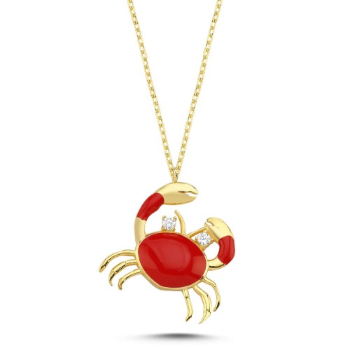 Red Colored Crab Gold Silver Necklace - CNG Jewels