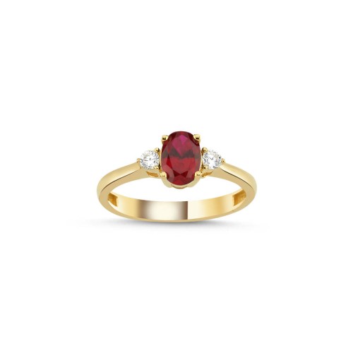 CNG Jewels - Kırmızı Ruby 14 Ayar Altın Yüzük