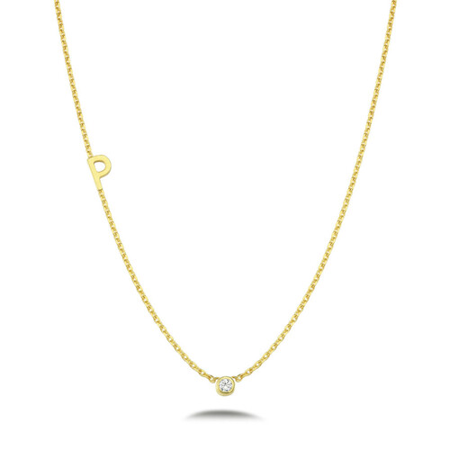 Kişiye Özel Harfli Tektaş Gümüş Kadın Kolye - CNG Jewels