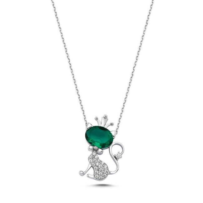 Queen Cat 14K White Gold Necklace - 1