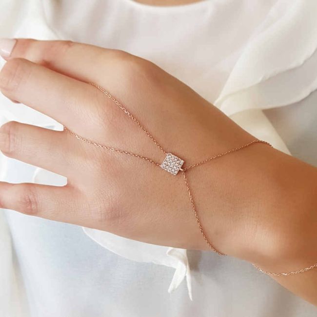 Small Multi-Stone Square Silver Shahmaran Bracelet - 1