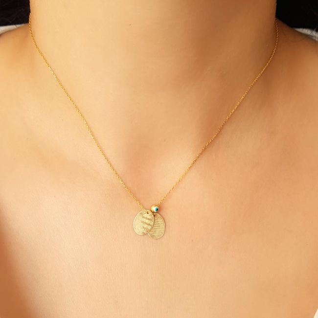 Küçük İkili Oval Ayetel Kürsi ve Nazar Duası Gold Gümüş Kadın Kolye - 3