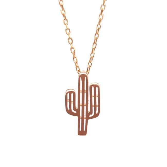 Küçük Kaktüs Rose Kadın Gümüş Kolye - 1