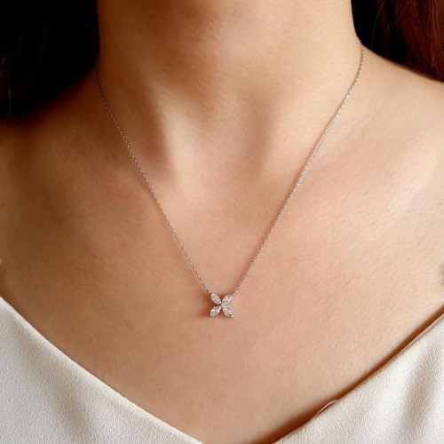 Küçük Markiz Roza Gümüş Kadın Kolye - 2