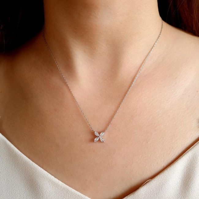 Küçük Markiz Roza Gümüş Kadın Kolye - 2