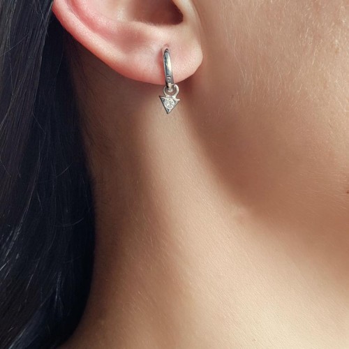 CNG Jewels - Küçük Üçgen Sallantılı Gümüş Bayan Halka Küpe