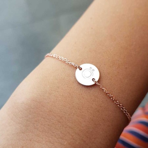 Small Round Plate Ö Letter Rose Gold Silver Women's Bracelet - CNG Jewels