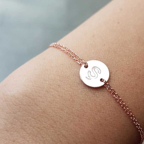 Small Round Plate Letter S Rose Gold Silver Women's Bracelet - CNG Jewels