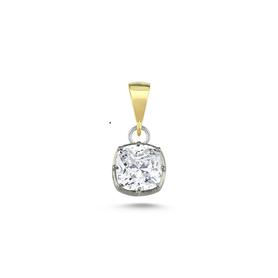 Kuşin Kare Taşlı Gümüş Kolye Ucu - CNG Jewels