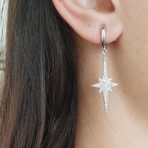 CNG Jewels - Kutup Yıldızı Kuzey Yıldızı Gümüş Bayan Küpe