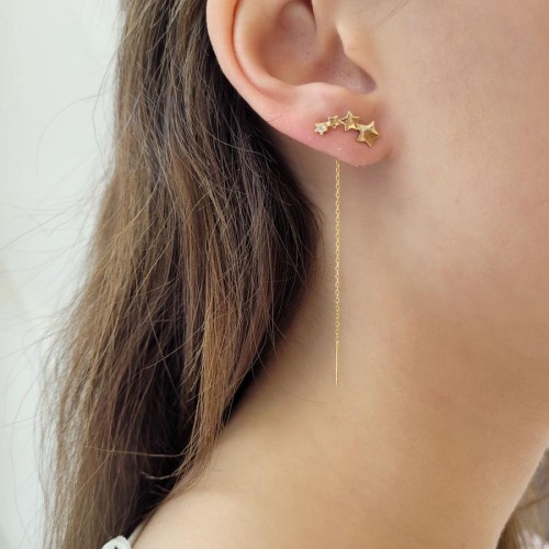 CNG Jewels - Kuyruklu Yıldız Zincir Gold Gümüş Kadın Küpe