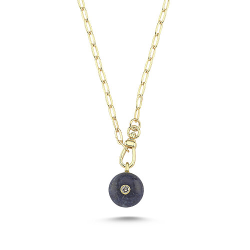 Lapis Lazuli Taşlı Ataç Zincir Kolye - CNG Jewels