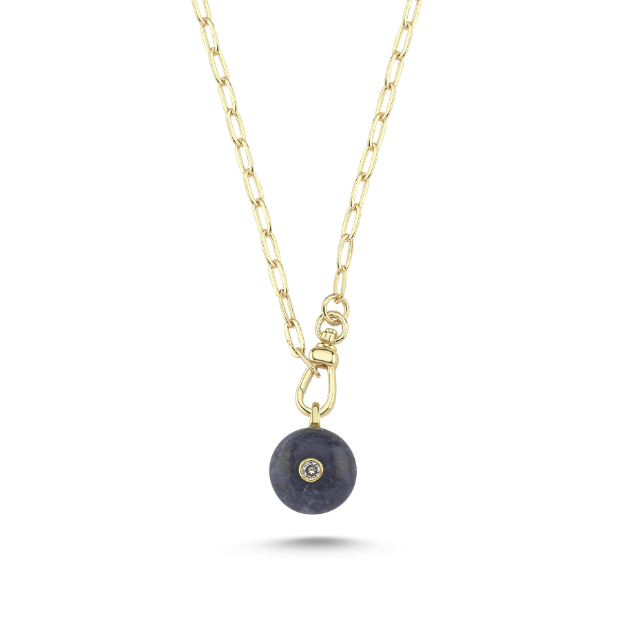 Lapis Lazuli Taşlı Ataç Zincir Kolye - CNG Jewels