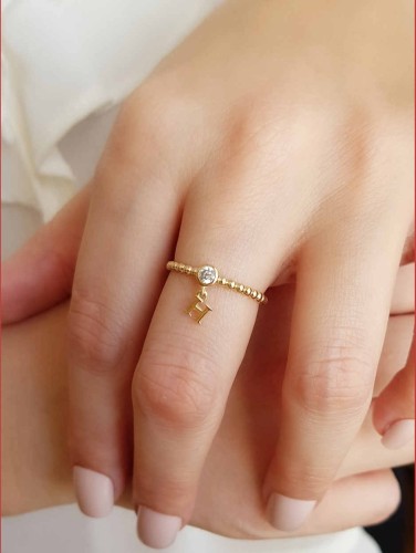 CNG Jewels - Letter H Solitaire Gold Ring