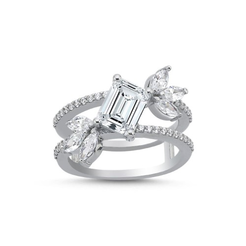 Lidia Baguette Stone Women's Silver Ring - CNG Jewels