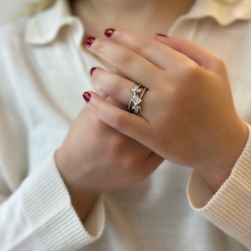 Lidia Baguette Stone Women's Silver Ring - CNG Jewels (1)