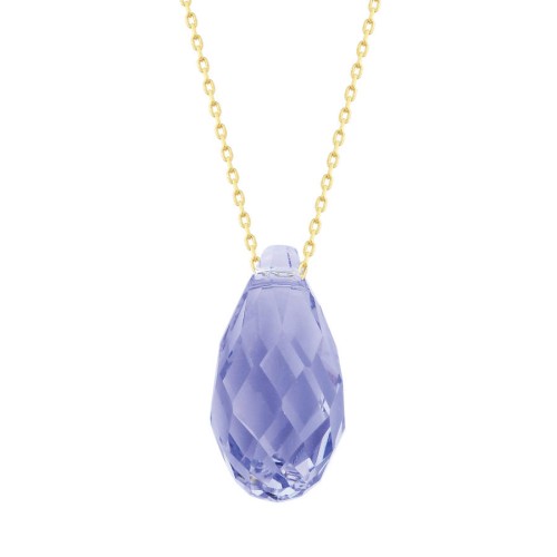 Lilac Purple Swarovski Crystal Gold Necklace - 1