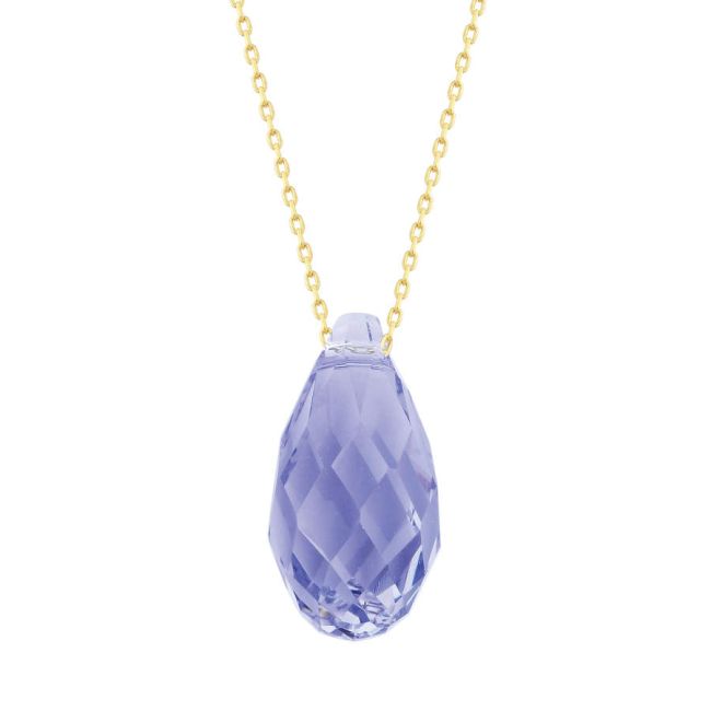 Lilac Purple Swarovski Crystal Gold Necklace - 1
