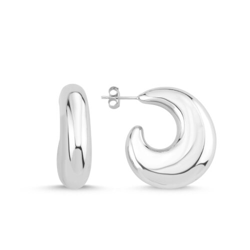 Lili Kalın C Halka Gümüş Küpe - CNG Jewels