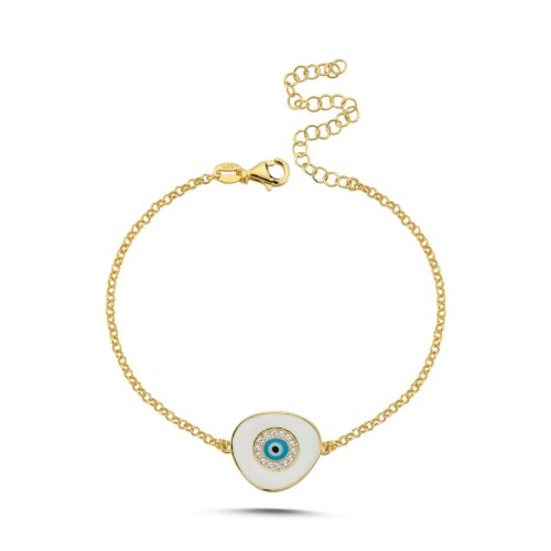 Lily White Eye Silver Women's Bracelet - CNG Jewels