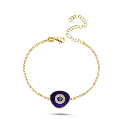 Lily Navy Blue Eye Silver Women's Bracelet - CNG Jewels