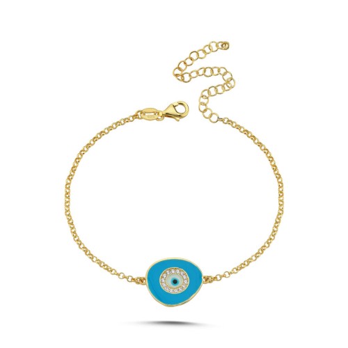 Lily Blue Eye Silver Women's Bracelet - CNG Jewels