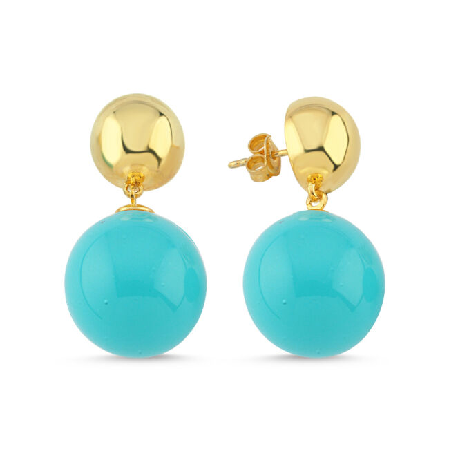 Lizy Top Turkuaz Sallantılı Kadın Gümüş Küpe - 1