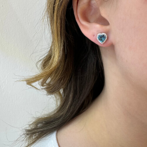 London Blue Kalp Tektaş Kadın Gümüş Küpe - CNG Jewels (1)