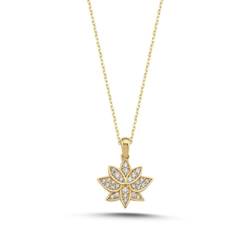 14 Carat Gold Lotus Flower Necklace - 1