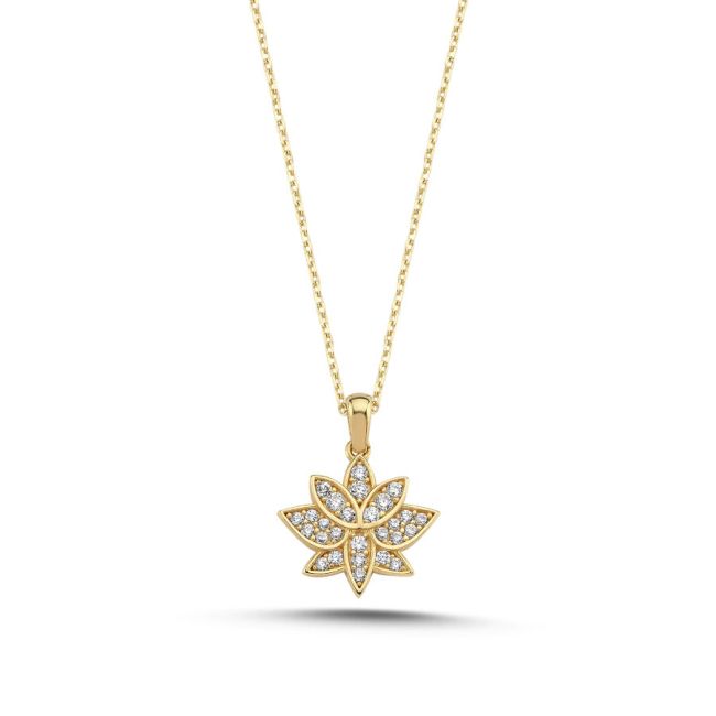 14 Carat Gold Lotus Flower Necklace - 1