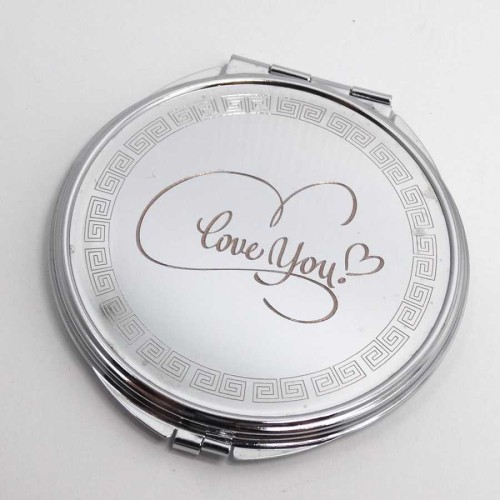 CNG Jewels - Özel Kaligrafik Love You Yazılı Grek Desenli Kapaklı Çanta Aynası