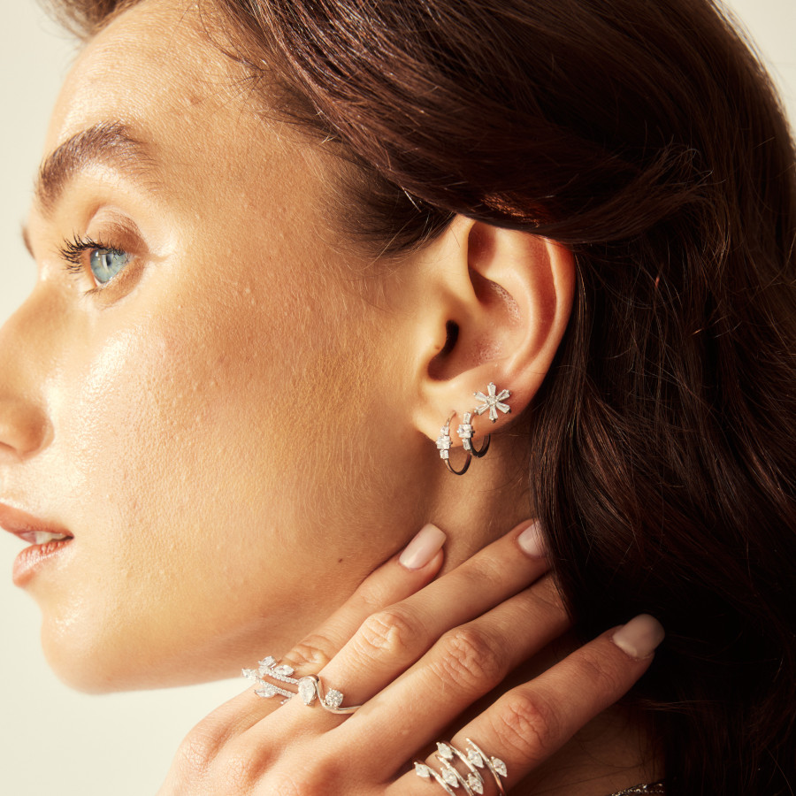 Luna Small Hoop Women's Silver Earrings - CNG Jewels (1)