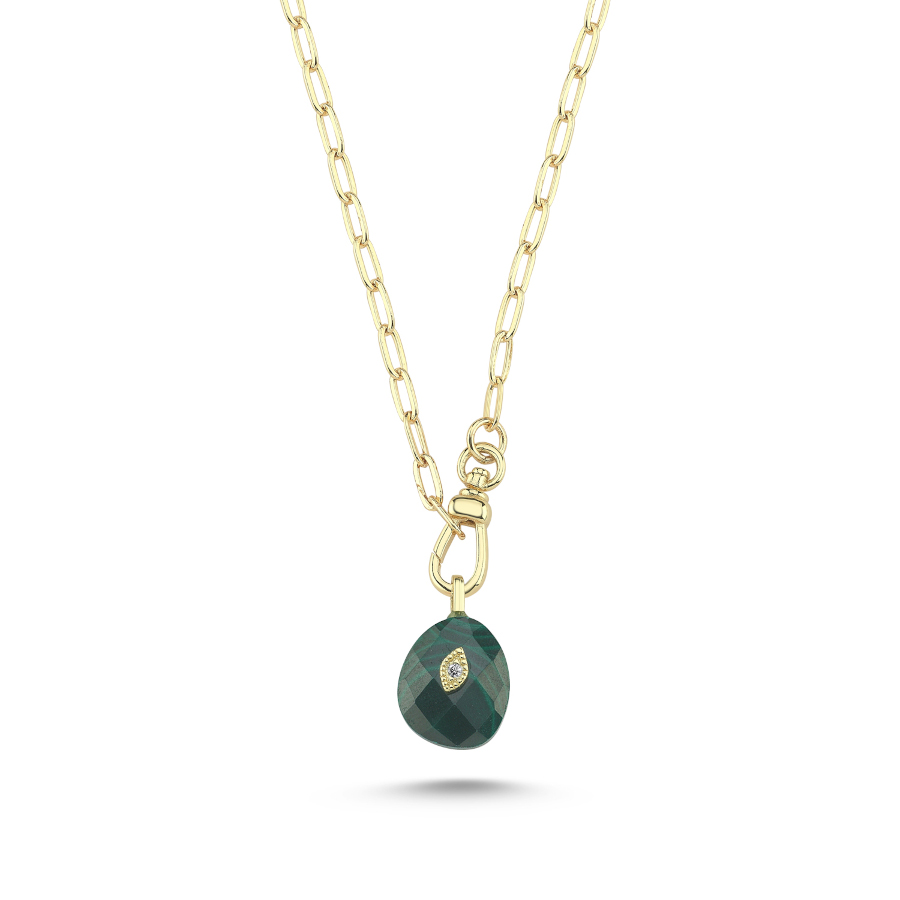 Malahit Taşlı Ataç Zincir Kolye - CNG Jewels