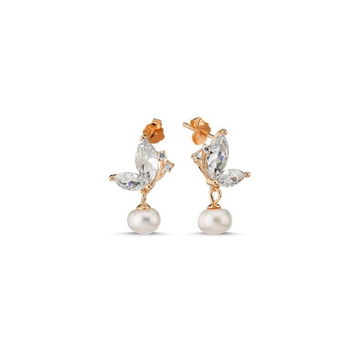 Mariposa Natural Pearl Rose Silver Women's Earrings - CNG Jewels