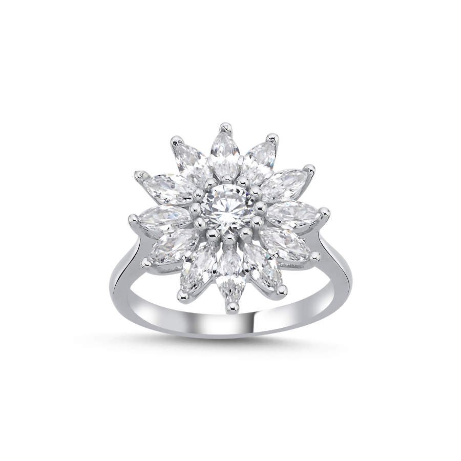 Markiz Ayçiçeği Kadın Gümüş Yüzük - CNG Jewels