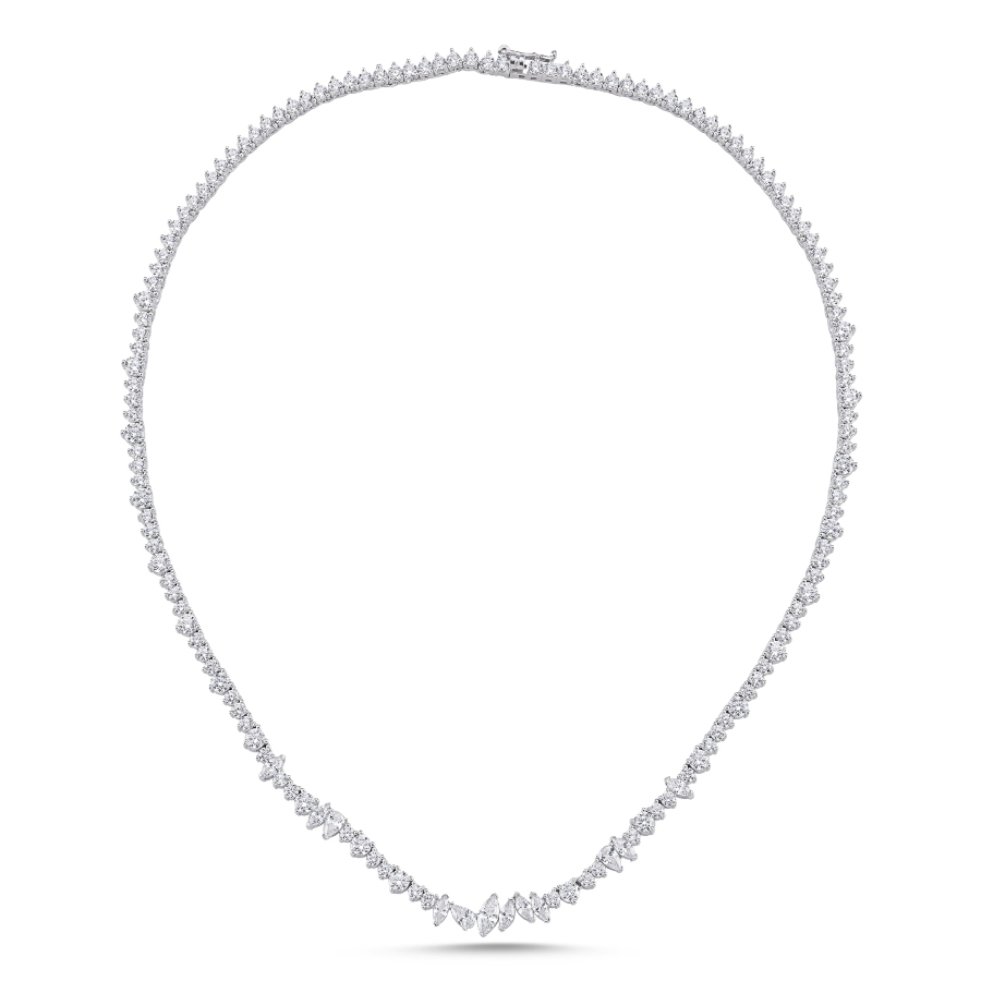  Markiz Damla Yuvarlak Taşlı Su Yolu Gümüş Kolye - CNG Jewels