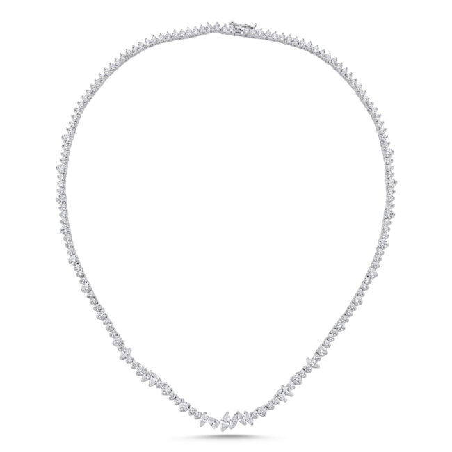  Markiz Damla Yuvarlak Taşlı Su Yolu Gümüş Kolye - 1