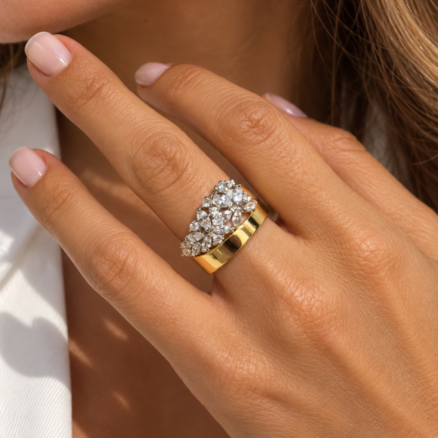 Markiz Flower Kadın Gümüş Yüzük - CNG Jewels (1)