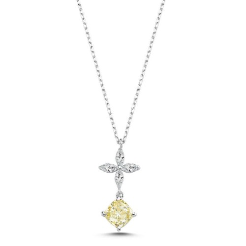 CNG Jewels - Markiz Roza Kuşin Sarı Fancy Gümüş Kadın Kolye