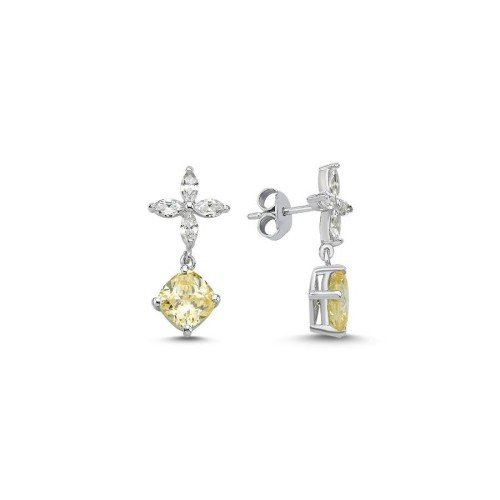 CNG Jewels - Markiz Roza Kuşin Sarı Fancy Gümüş Kadın Küpe