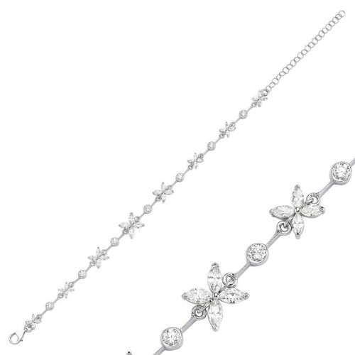 CNG Jewels - Markiz Roza Taşlı Süzme Suyolu Gümüş Kadın Bileklik