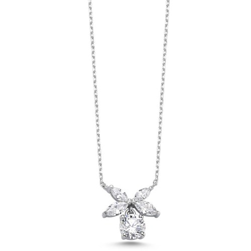 CNG Jewels - Markiz Roza Tektaş Sallantılı Gümüş Kadın Kolye