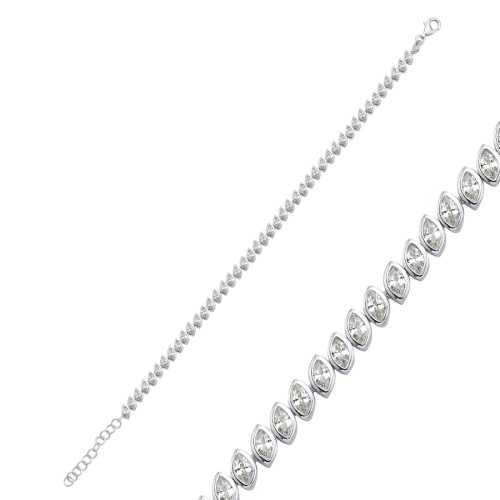 Markiz Taşlı Gümüş Suyolu Bileklik - 1