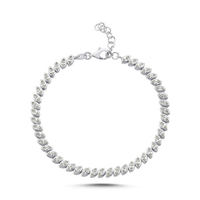 Markiz Taşlı Gümüş Suyolu Bileklik - 2