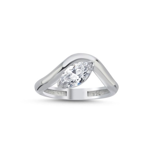 Marquise Solitaire Women's Silver Ring - 1