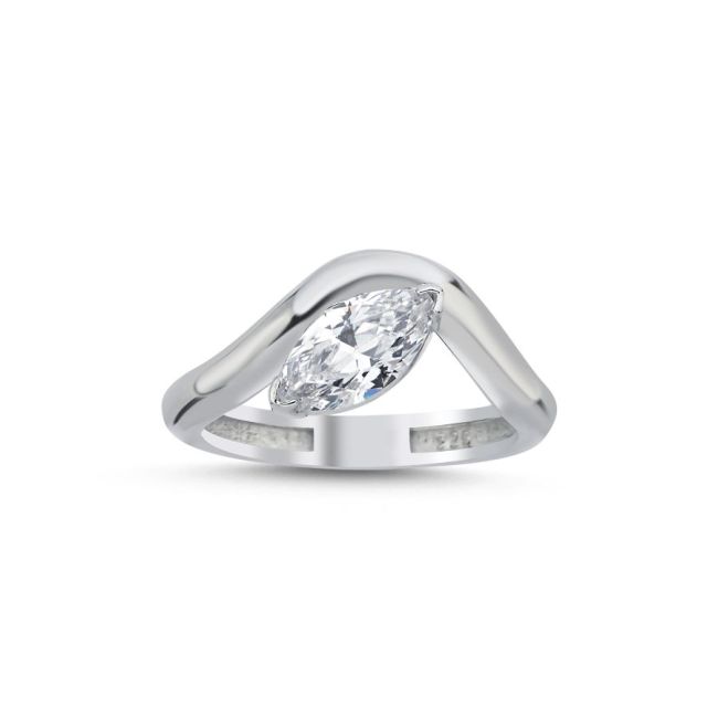Marquise Solitaire Women's Silver Ring - 1
