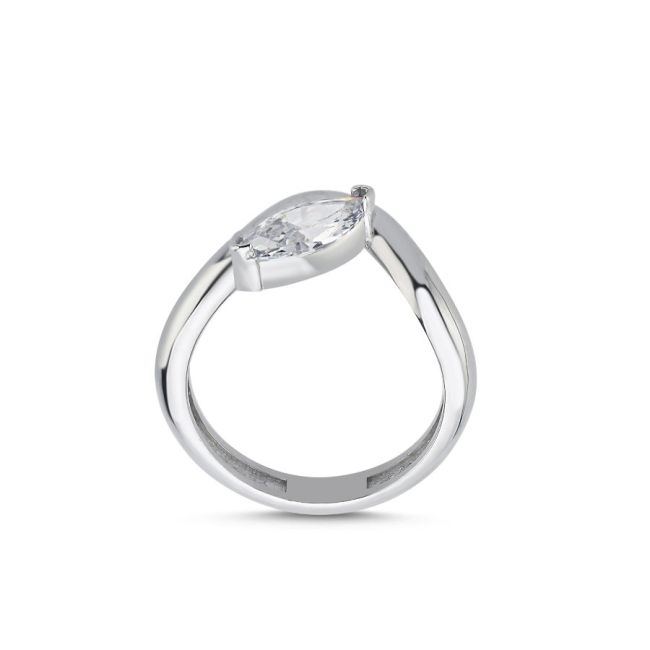 Marquise Solitaire Women's Silver Ring - 2